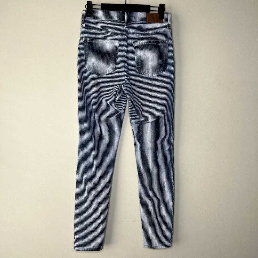Madewell Women's 9" Mid-Rise Skinny Jeans Size 25 in Blue White Piper Stripe EUC - Picture 5 of 11